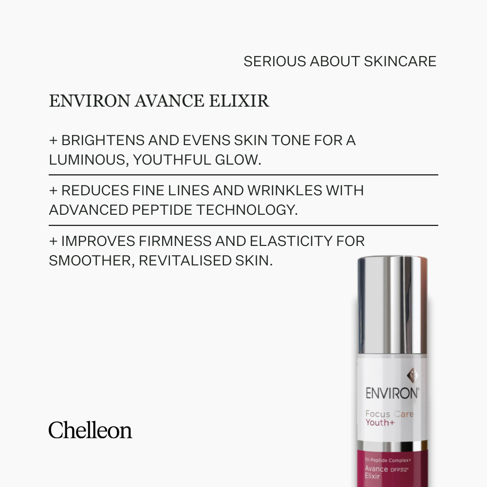 Environ Avance Elixir skincare product with text on a white background