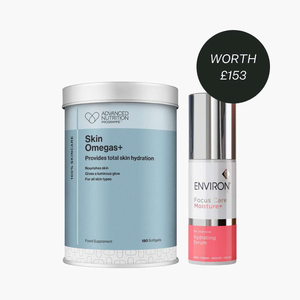 Two skincare products from Advanced Nutrition and Environ on a white background