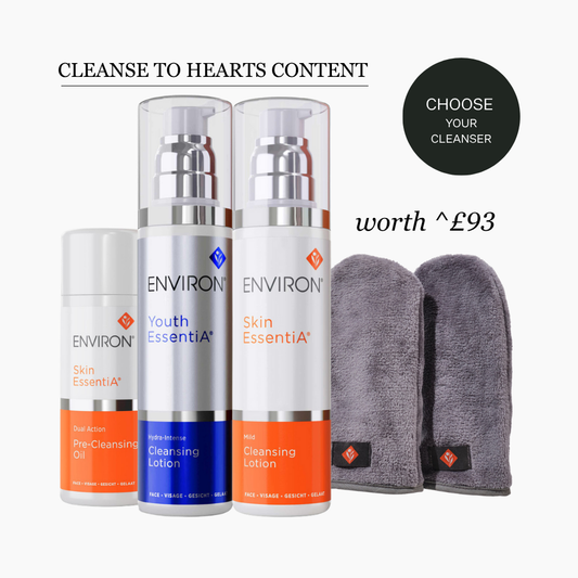 Exclusive Environ Cleanse To Your Hearts Content Set (Pre-Cleansing Oil, choice of Cleanser, limited edition Environ Cleansing Mitt)