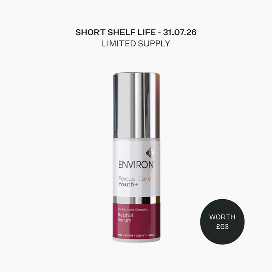 Environ skincare serum bottle with a white background