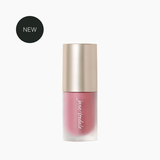 Jane Iredale ColorLuxe Liquid Blush in a clear vial with doe-foot applicator in Sugar Magnolia colour