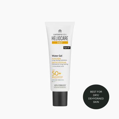 Heliocare 360° Water Gel SPF50+ 50ml tube — hydrating sunscreen with ASPA-Fernblock® technology