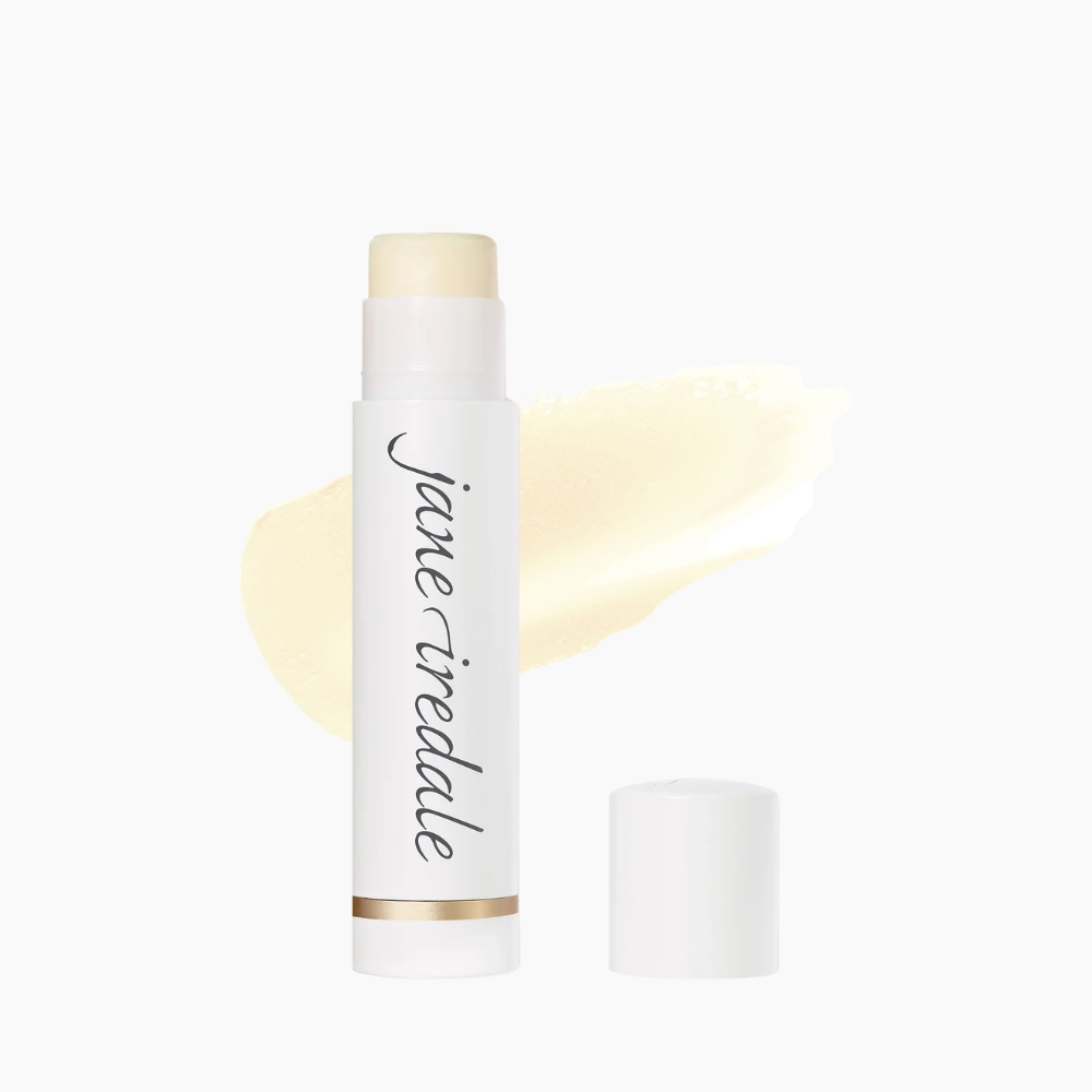 Lip balm with 'jane iredale' branding on a white background